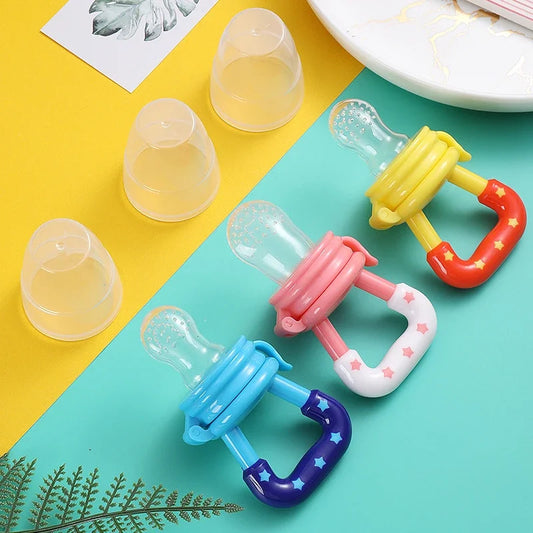 Baby Feeding Spoon with Silicone Mesh Fruit Grinder Pacifier for Complementary Feeding
