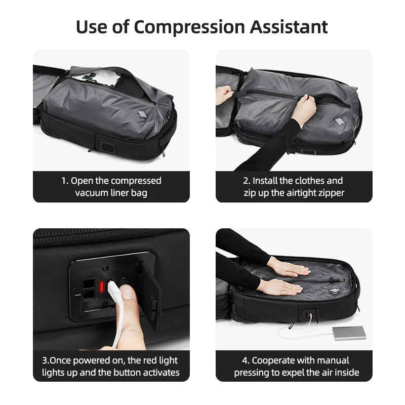 Travel Trolley Vacuum Compression Business Backpacks Pump for Man Wheeled Backpack on Wheels Luggage Rolling Bags for Boardable