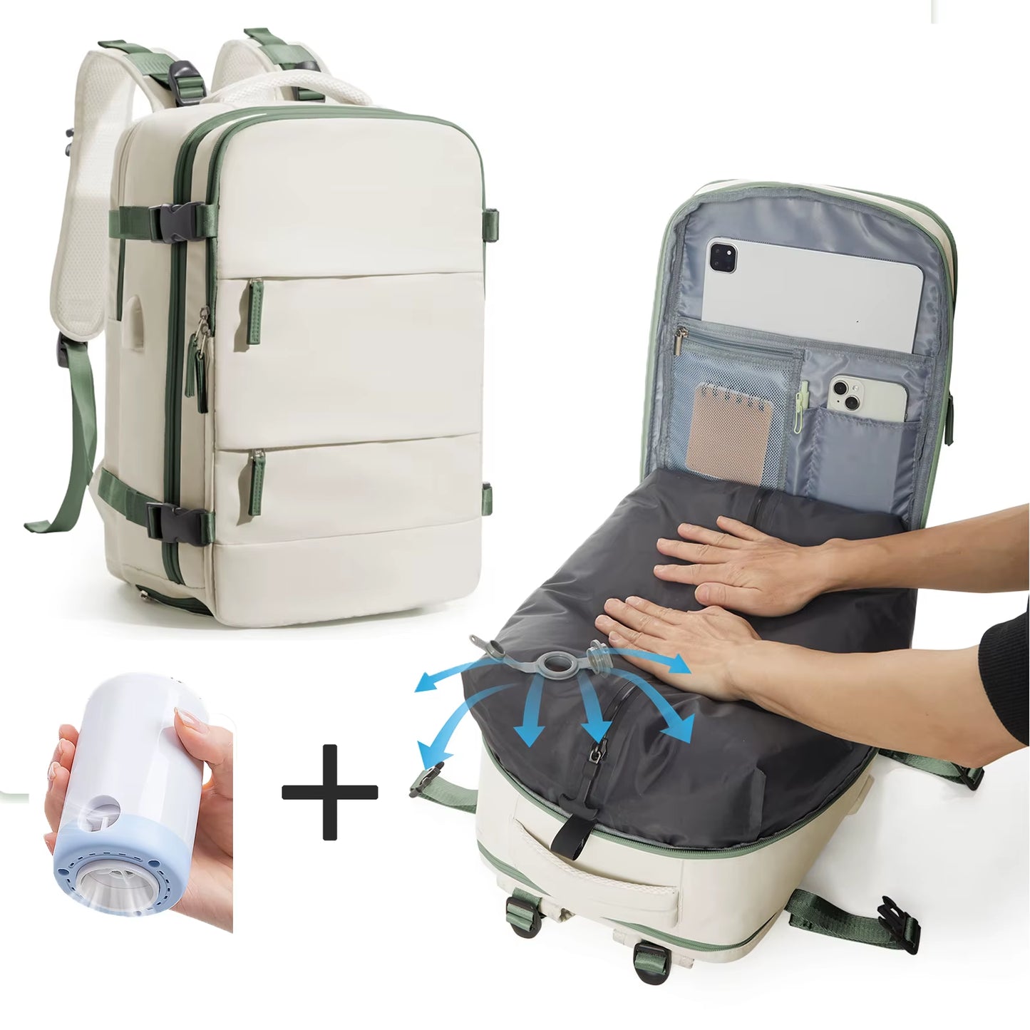 Large Travel Backpack Storage Vacuum Compression Bags with Pump, Waterproof Vacpack Backpack Women Men Business Vacuum Backpack