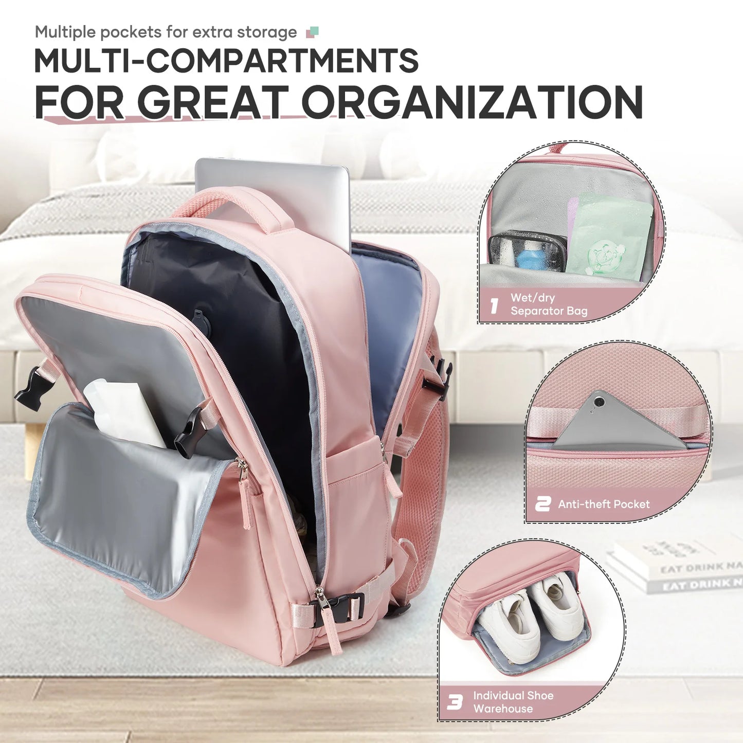 Vacuum Compressed Backpack, Suitable for Business Leisure, Travel Bag, Multifunctional Laptop Backpack Vacuum Bags for Clothes