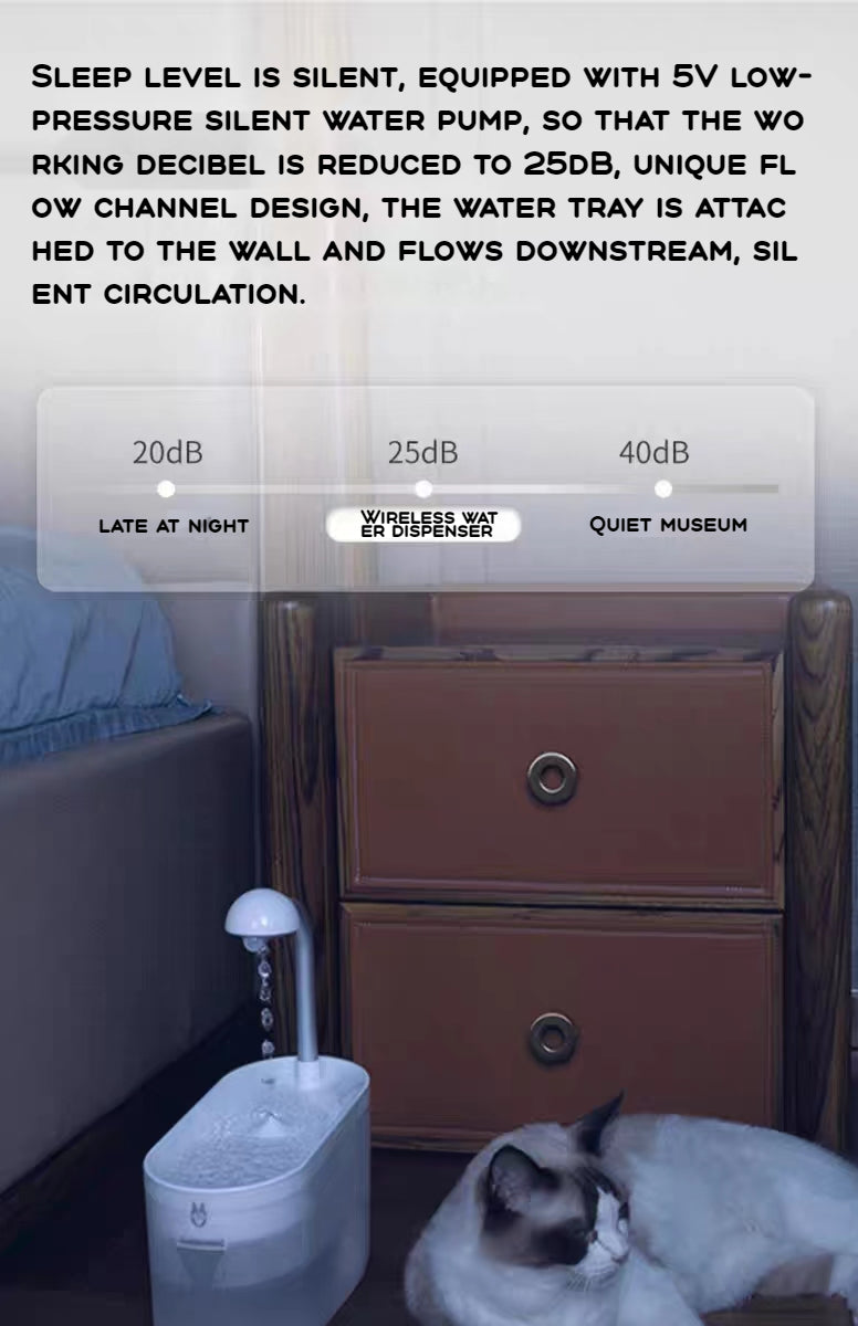 Wireless Cat Water Fountain Automatic Pet Drinker