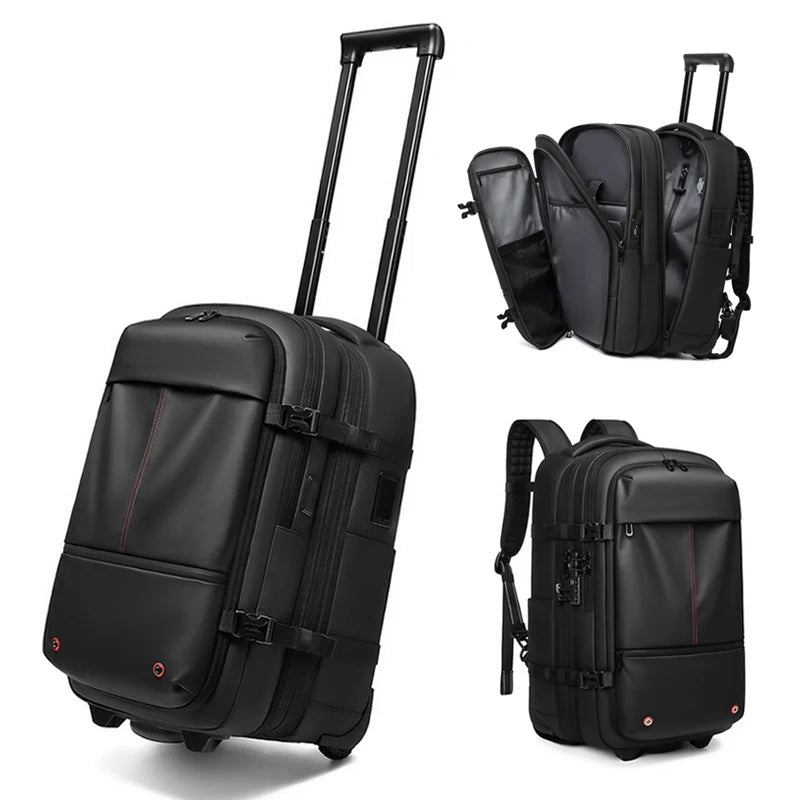 Travel Trolley Vacuum Compression Business Backpacks Pump for Man Wheeled Backpack on Wheels Luggage Rolling Bags for Boardable