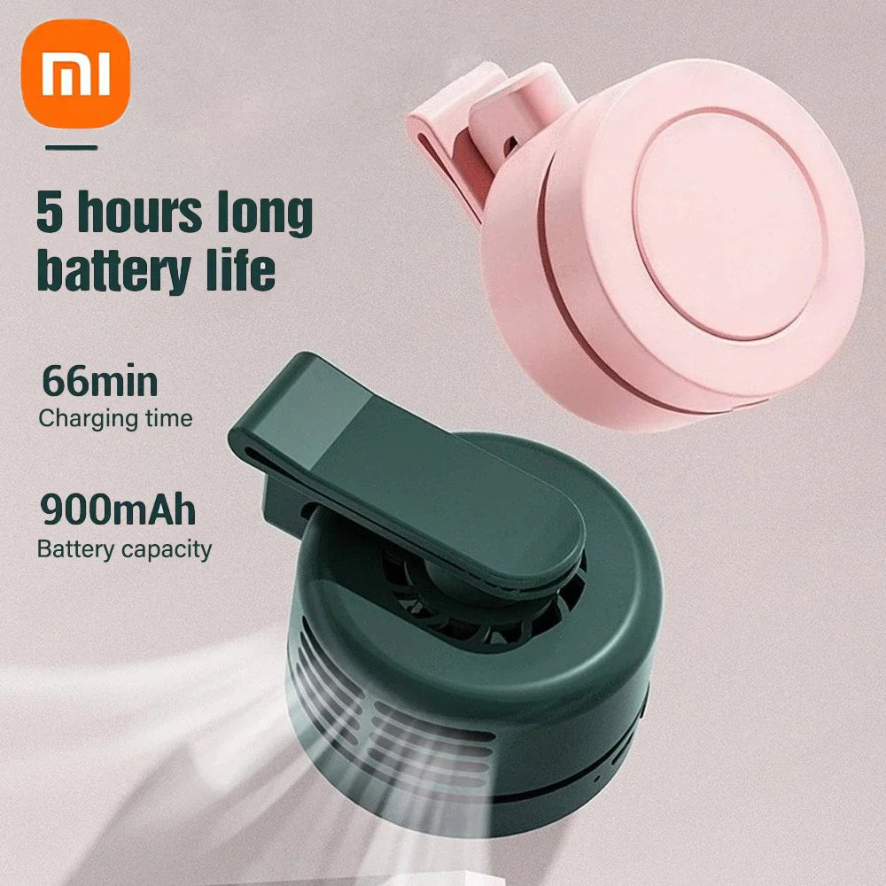 Xiaomi Portable Mini Clip Fan 3-Speed Bladeless Electric Cooling Fan Hanging Waist and Neck Fan USB Rechargeable