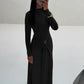 Elegant Long Sleeve Ruched Sexy Maxi Dress Women Gown Autumn Fashion Draped Bodycon Long Dresses Female Clothing