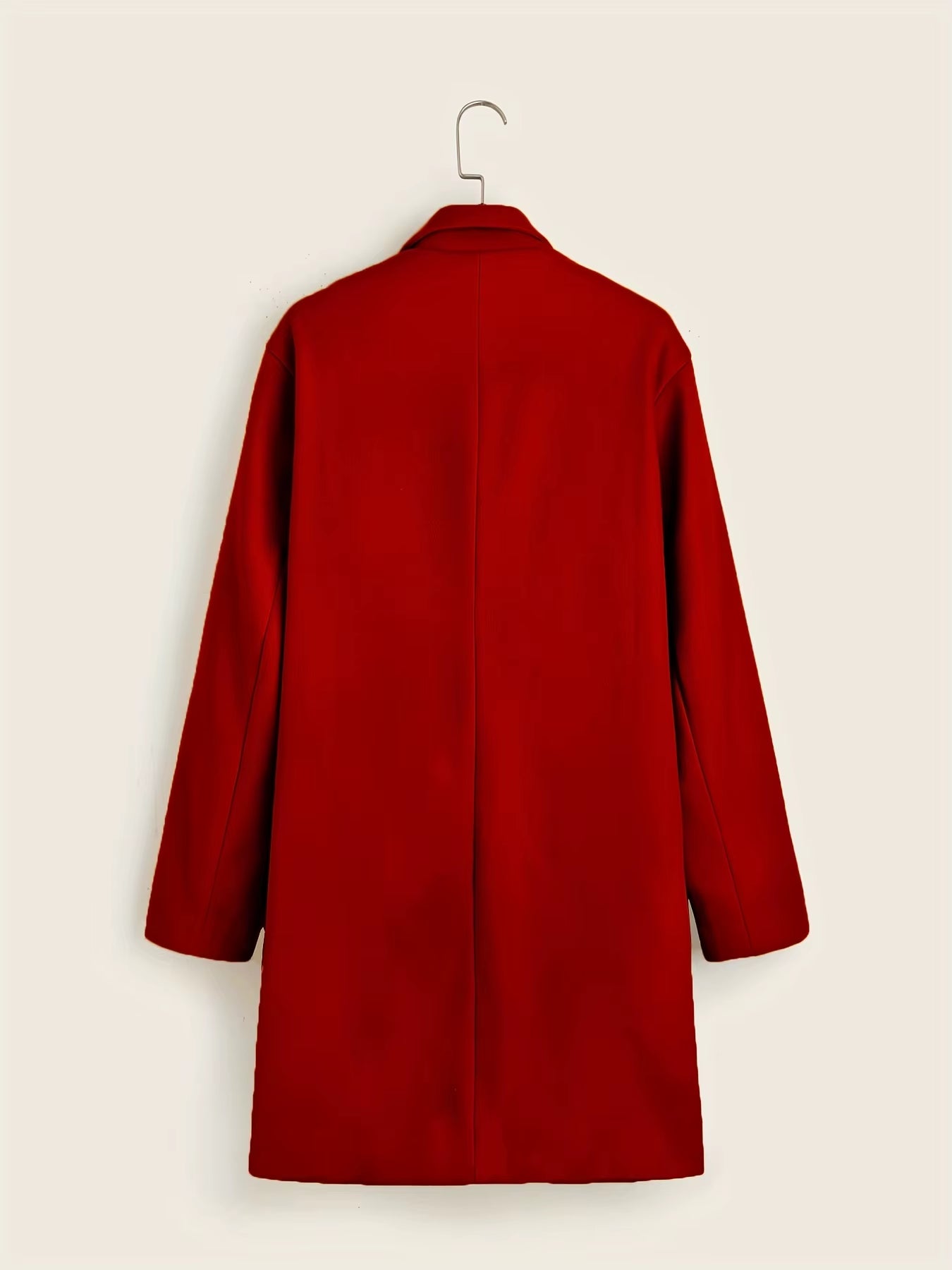 Men'S Long Wool Coat - Thickened Minimalist Trench with Stand Collar Urban Streetwear