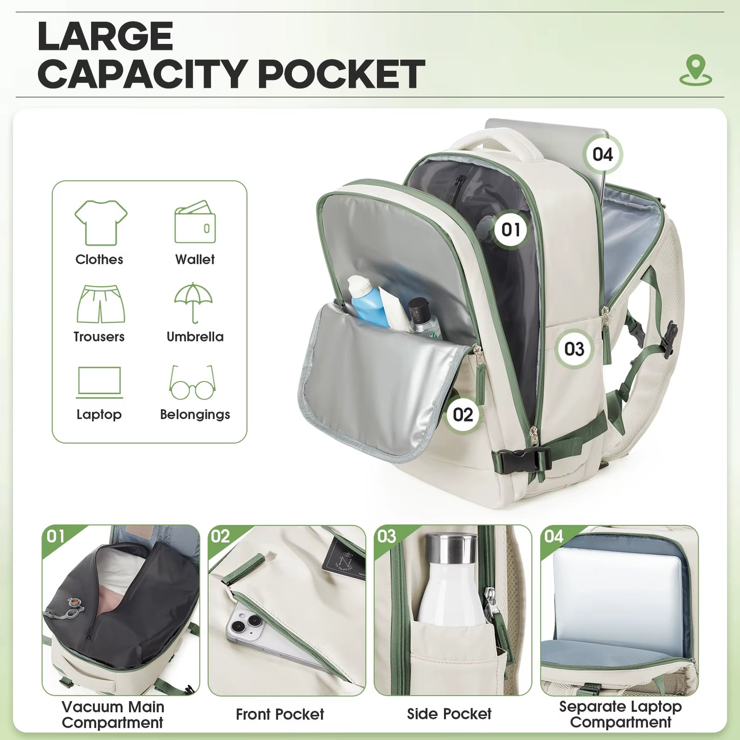 Large Travel Backpack Storage Vacuum Compression Bags with Pump, Waterproof Vacpack Backpack Women Men Business Vacuum Backpack