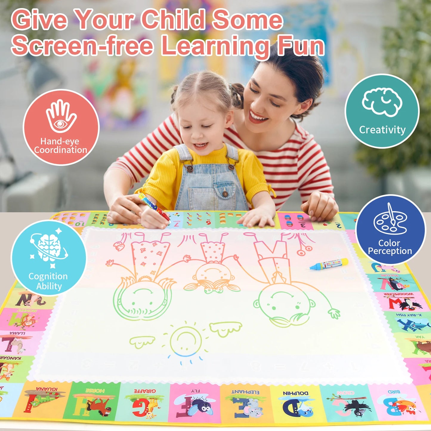 Magic Aqua Doodle Mat – Reusable Water Drawing Pad for Kids (100x80cm)