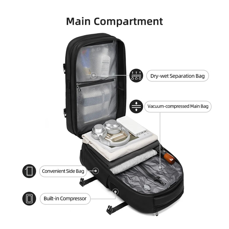Travel Trolley Vacuum Compression Business Backpacks Pump for Man Wheeled Backpack on Wheels Luggage Rolling Bags for Boardable
