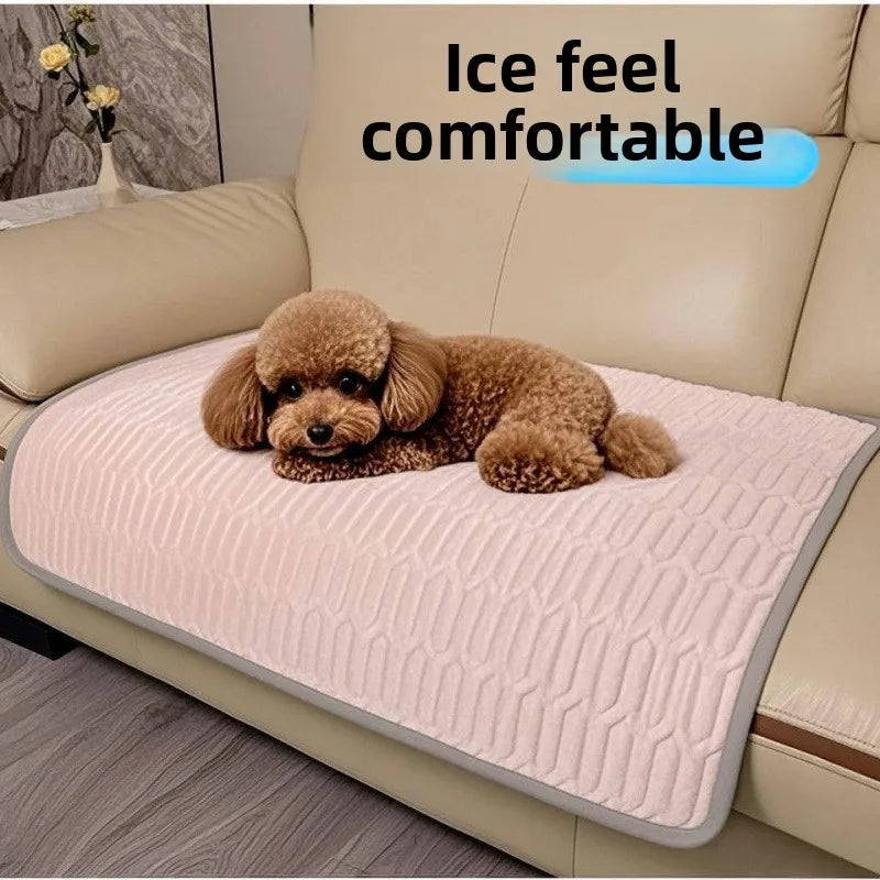 Washable Dog Cooling Pad Ice Silk Summer Pet Self Cooling Blanket, Suitable for Indoor and Outdoor Material Safety,Easy to Carry