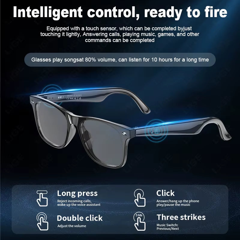 AI Voice Translator Smart Glasses – 163 Languages, Bluetooth, Stylish Design