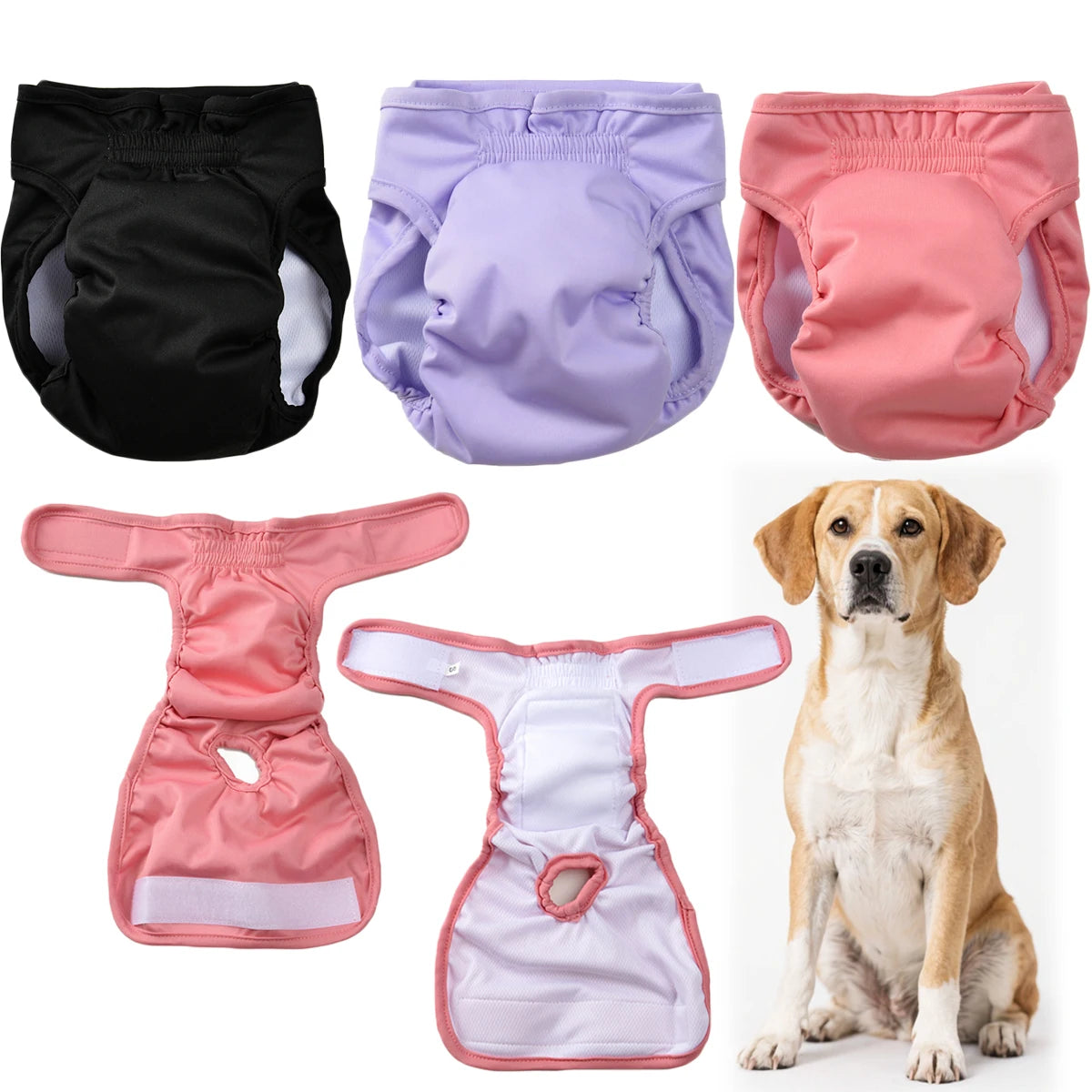 Washable Reusable Female Dog Diaper – Adjustable Leakproof Pet Pant for Small, Medium & Large Dogs
