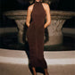 Pullover Halter Women Sexy Ruched Long High Waisted Night Club Dress Evening Party 2025 Summer Elegant Backless Dresses