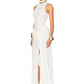 Turtleneck Off-Shoulder Sleeveless Thigh Split High Waist Pleated Maxi Dress for Women Elegant Fashion Club Party Dress