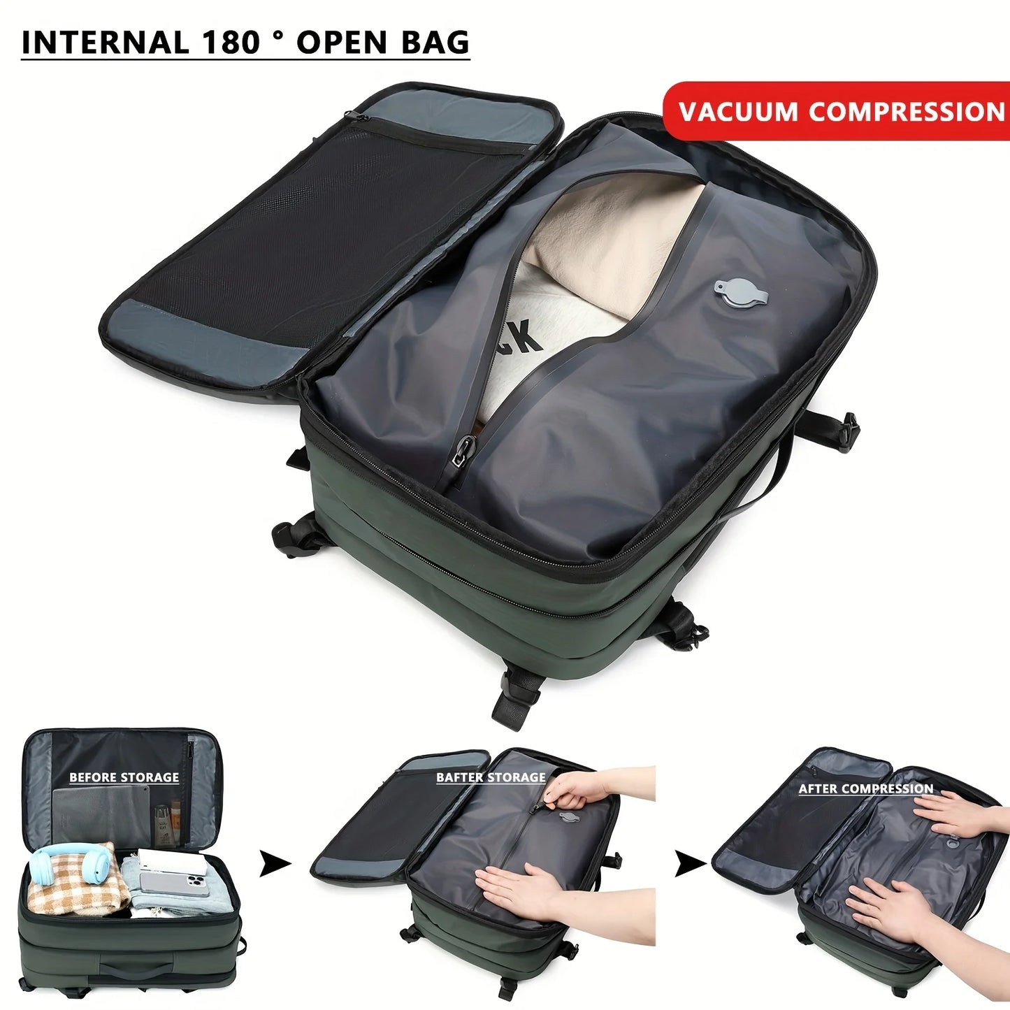 Backpack Large Capacity Fashionable Vacuum Compression Backpack Expansion Travel Bag Computer Backpack Leisure Mountaineering Me