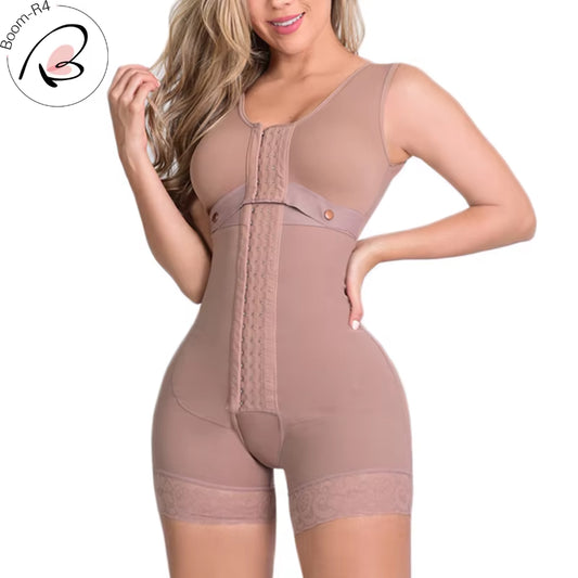 High Compression Full Body Shapewear with Hook and Eye Front Closure Shaper Adjustable Bra Slimming Bodysuit Fajas Colombianas