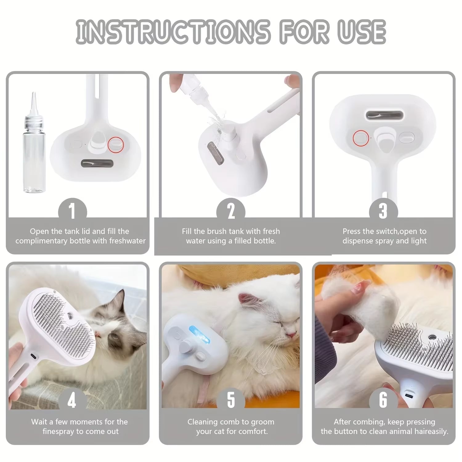 3-in-1 Electric Steam Pet Grooming Brush for Dogs & Cats – Hair Removal, Massage & Anti-Tangle Cleaning Comb