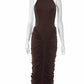 Pullover Halter Women Sexy Ruched Long High Waisted Night Club Dress Evening Party 2025 Summer Elegant Backless Dresses