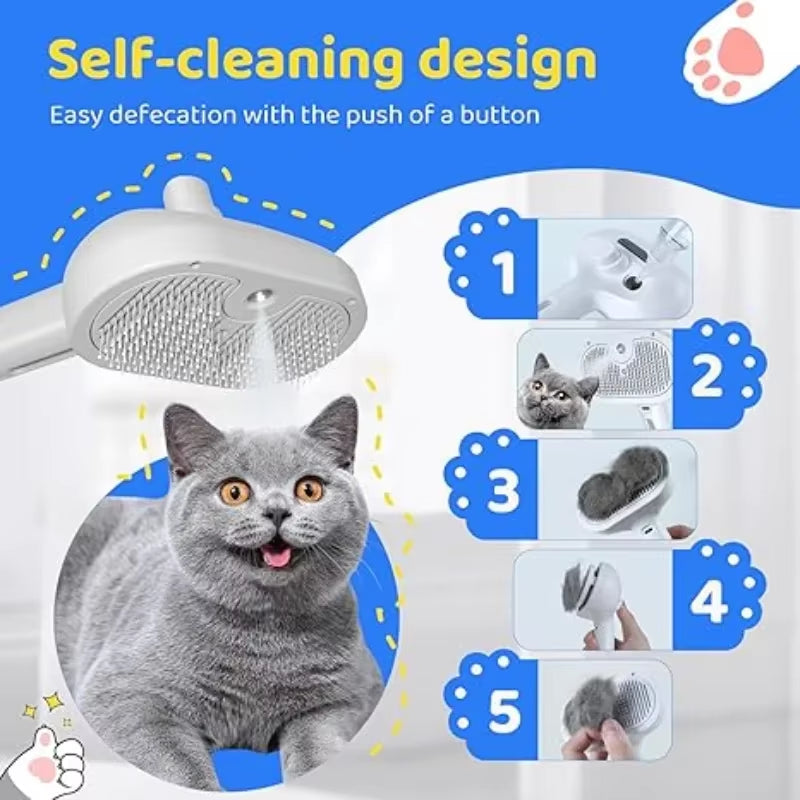 3-in-1 Electric Steam Pet Grooming Brush for Dogs & Cats – Hair Removal, Massage & Anti-Tangle Cleaning Comb