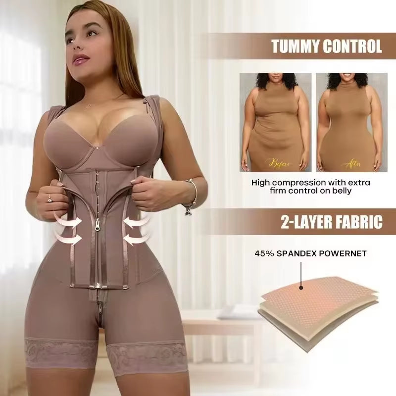 Women Colombian Fajas High Compression Girdles Tummy Control Full Body Slimming Shaperwear
