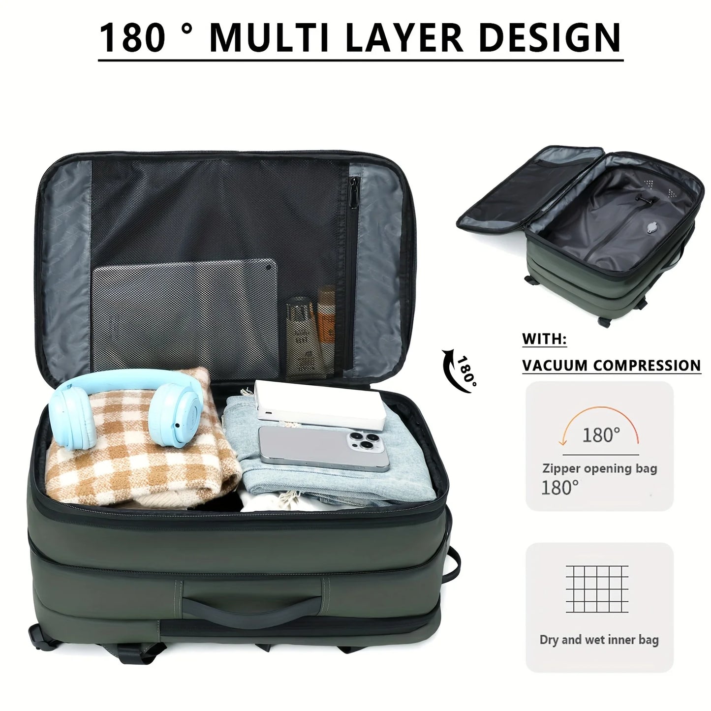 Backpack Large Capacity Fashionable Vacuum Compression Backpack Expansion Travel Bag Computer Backpack Leisure Mountaineering Me