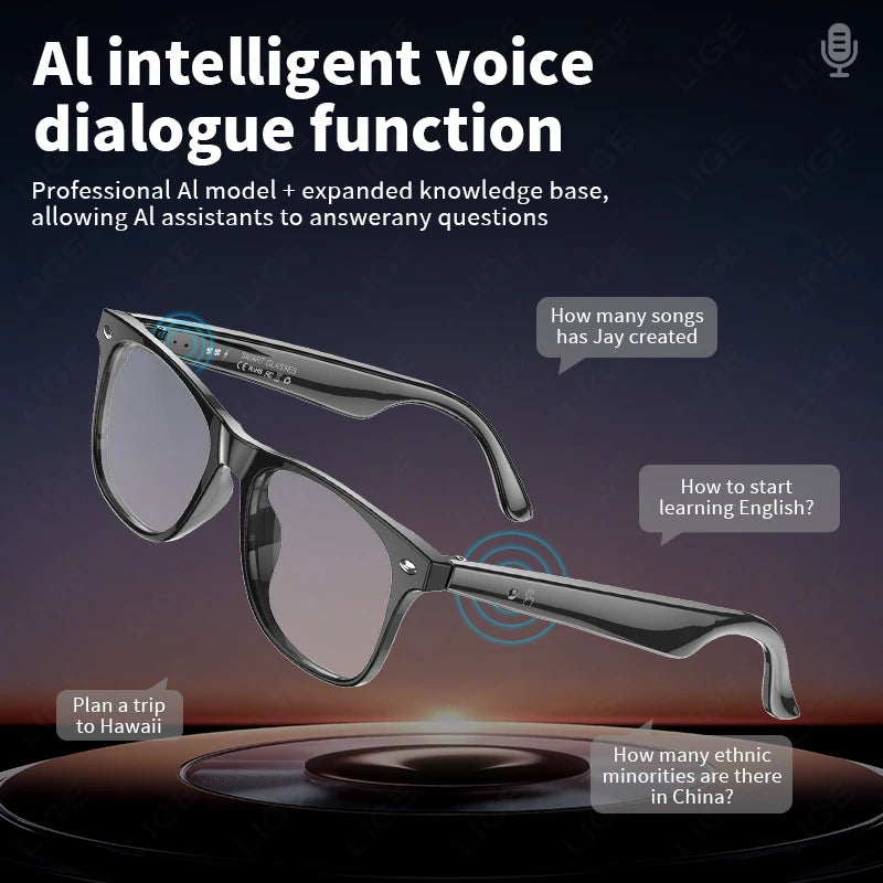 AI Voice Translator Smart Glasses – 163 Languages, Bluetooth, Stylish Design
