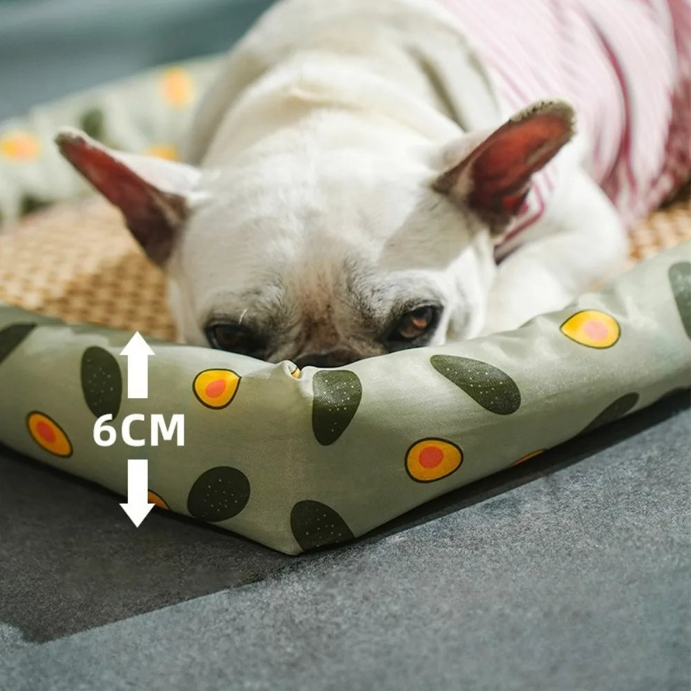 Anti Slip Ice Mat Summer Pet Cool Mat Dog Bed Mat Cool Breathable Square Dog Bed anti Slip Wear-Resistant Linen Rattan Cool Mats