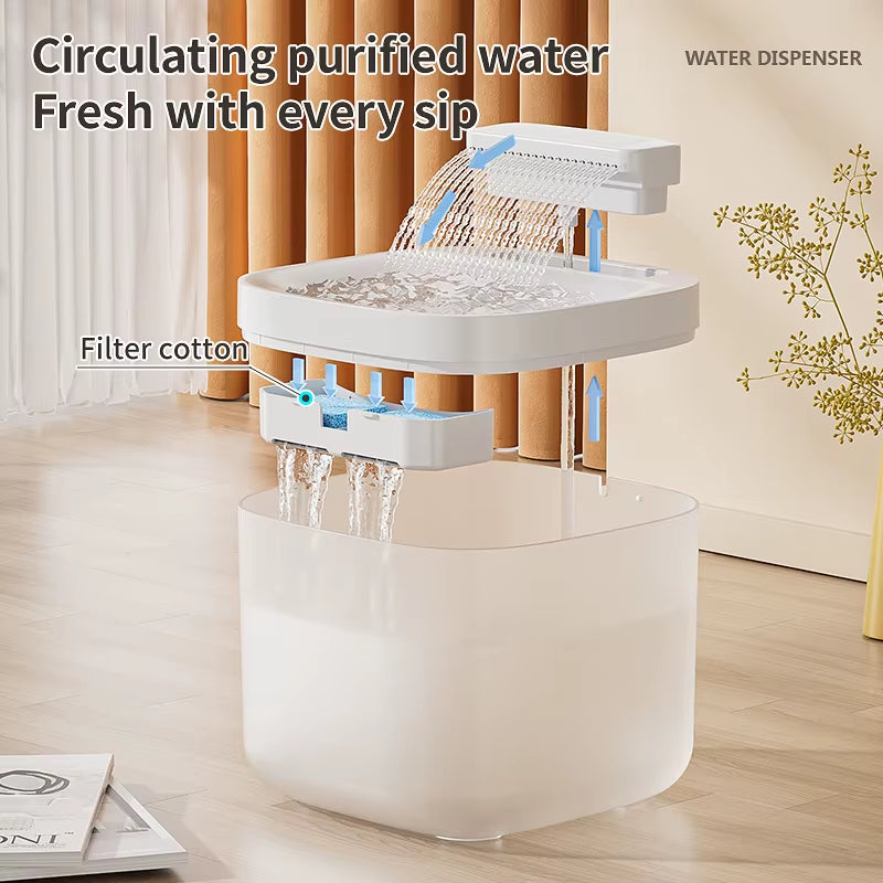 3L/101.45Oz Automatic Cat Water Fountain Large Capacity Pet Dog Water Dispenser Circulating Filter Mute Pet Fountain Feeder