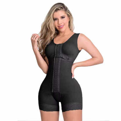 High Compression Full Body Shapewear with Hook and Eye Front Closure Shaper Adjustable Bra Slimming Bodysuit Fajas Colombianas