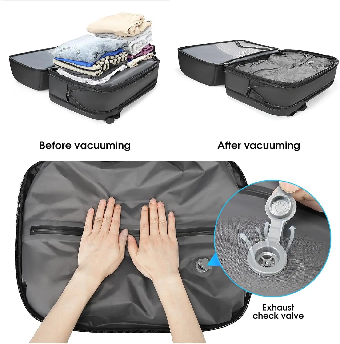 2025 Vacuum Compression Backpack for Travel 50L Travel Backpack with Vacuum Seal,Expandable Backpacks with Pump for Airplanes