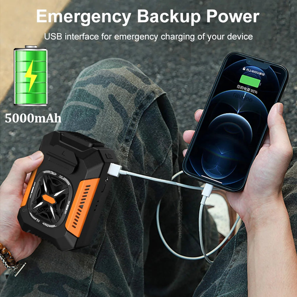 5000Mah Waist Fan Portable Hanging Neck Fan Wearable Shirt Fan with 3 Speed Personal Cool Clip Belt Fan for Outdoor Travel