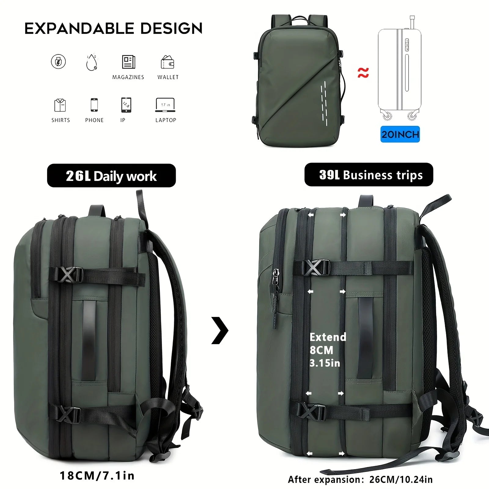 Backpack Large Capacity Fashionable Vacuum Compression Backpack Expansion Travel Bag Computer Backpack Leisure Mountaineering Me