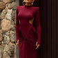 Fashion Elegant Long Sleeve Pullover Sexy Long Sleeve Club Evening Party Maxi Dress Women Turtleneck 2025 Cut Out Dress