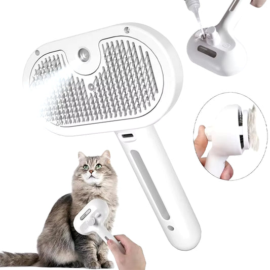 3-in-1 Electric Steam Pet Grooming Brush for Dogs & Cats – Hair Removal, Massage & Anti-Tangle Cleaning Comb