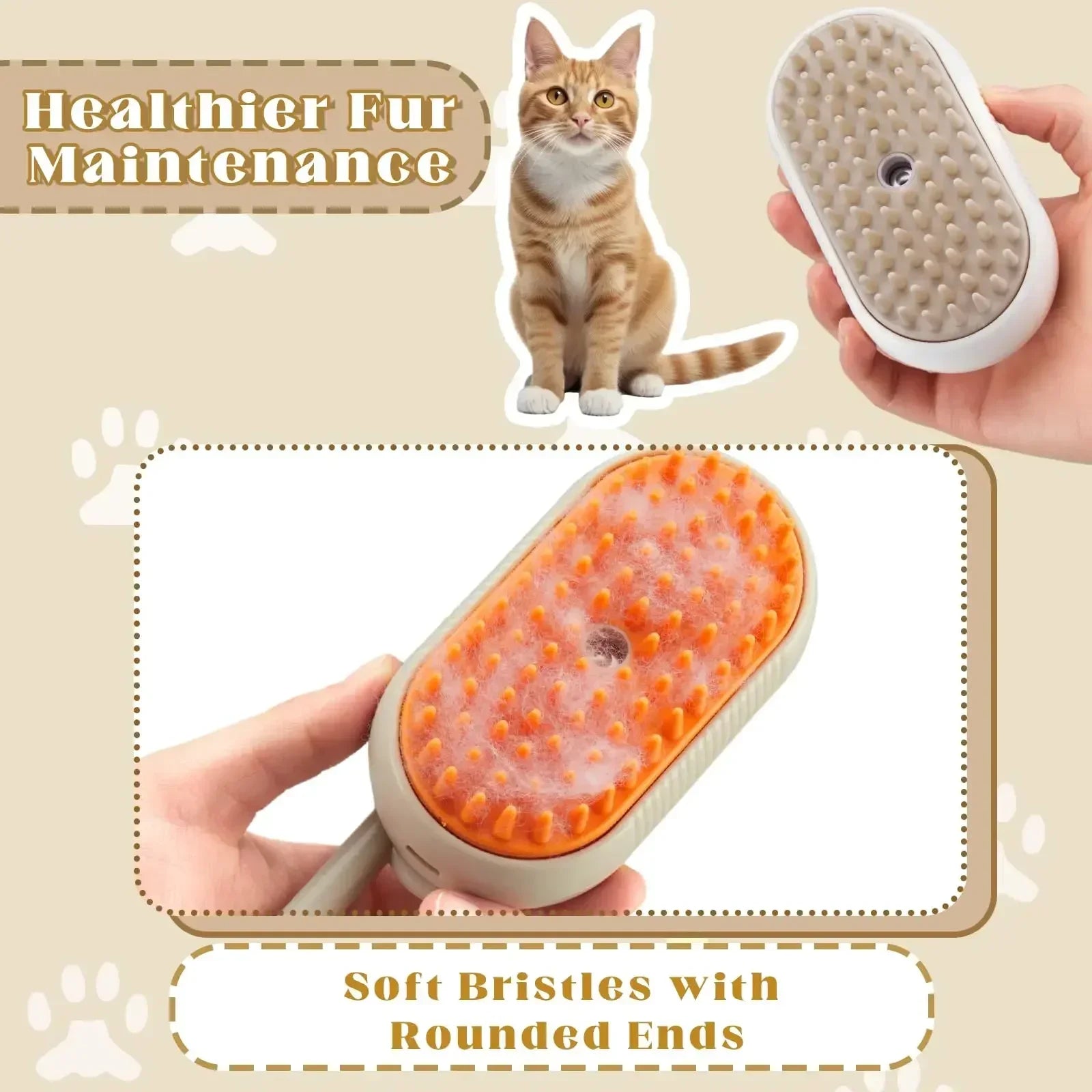 1–2PCS 3-in-1 Steam Pet Grooming Brush – Spray Massage Comb for Tangled & Loose Hair Removal for Dogs & Cats