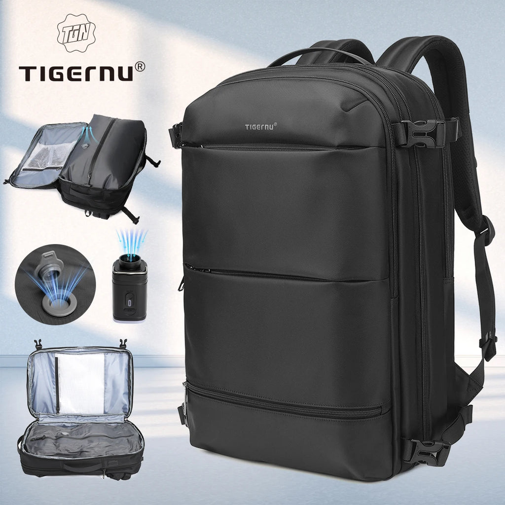 Vacuum Compression Backpacks Men Travel Backpack Expandable USB Bag Large Capacity 17 Laptop Bags for Schoo Cabin Bags