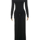 Elegant Long Sleeve Ruched Sexy Maxi Dress Women Gown Autumn Fashion Draped Bodycon Long Dresses Female Clothing