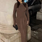 Casual Winter Dress Women Sexy Bandage Chic Fashion Ruched High Waisted Long Sleeve Wrap Night Club Elegant Party Dress