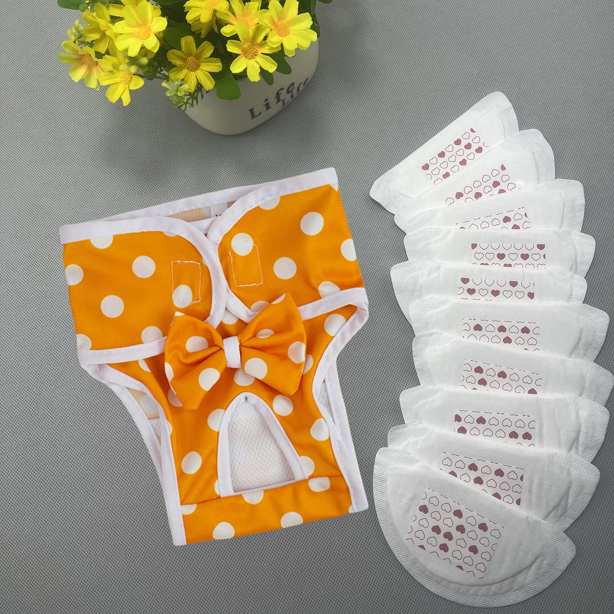 Reusable Female Dog Heat Cycle Diaper Set with 10 Absorbent Pads