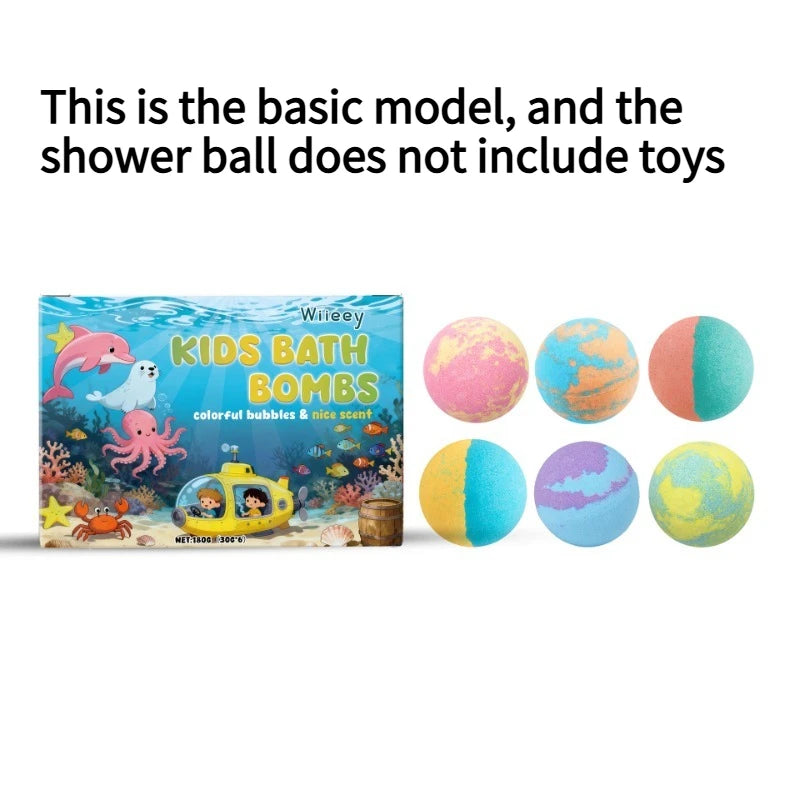 6/12PCS/BOX Kids Bath Bombs with Surprise Toy Fizzies Bubble Bath Balls for Children Boys Girls Spa Gift Party Favor