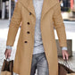 Men'S Long Wool Coat - Thickened Minimalist Trench with Stand Collar Urban Streetwear