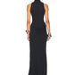Turtleneck Off-Shoulder Sleeveless Thigh Split High Waist Pleated Maxi Dress for Women Elegant Fashion Club Party Dress